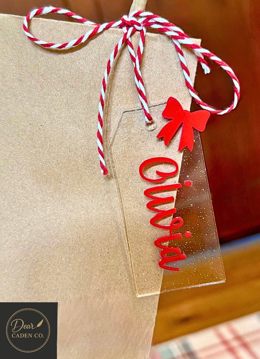 Glitter Acrylic Name Gift Tag- Personalized